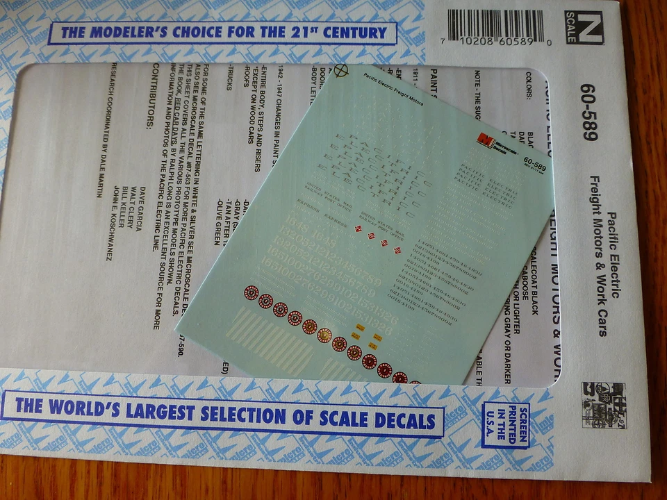 Microscale Decal N #60-589  Pacific Electric Freight Motors - Image 1 of 1