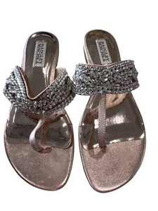Sandalias Badgley Mischka adornadas con diamantes de imitación de oro rosa para mujer talla 8 de cuero - Imagen 1 de 8