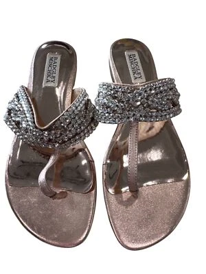 Sandalias Badgley Mischka Oro Rosa Embellecidas Estrás Mujer 8 Cuero Viaje Foto 1 de 4