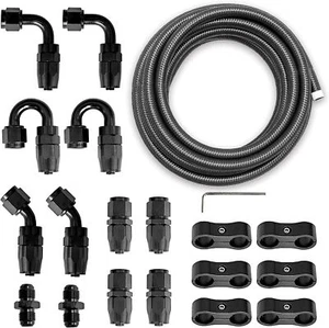 6AN 5/16 PTFE Fuel Line Kit 6 An Fittings Hose Stainless Steel Braided Fuel Hose - Bild 1 von 12