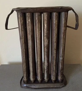 Antique Primitive Handmade Tin 12 Taper Candle Wax Mold 2 Handles 10 5/8" Tall - Picture 1 of 6