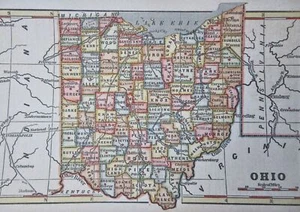 Ohio state 1853 Cincinnati Cleveland scarce hand colored cerographic map - Picture 1 of 2