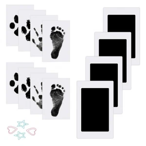Baby Footprint Handprint Pet Paw Print Kit 4 Ink Pads 8 Imprint Cards No-contact - Picture 1 of 8