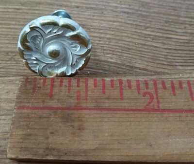 1" WHITE GOLD KNOB DOOR, CABINET, DRESSER METAL RARE VTG - Image 1 of 3