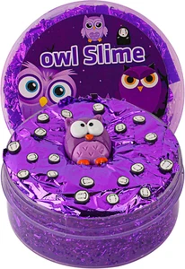 Owl Purple Gold Foil Slime, Good Stretchy & Non-Sticky Premade Slime, Slime Part - Picture 1 of 21