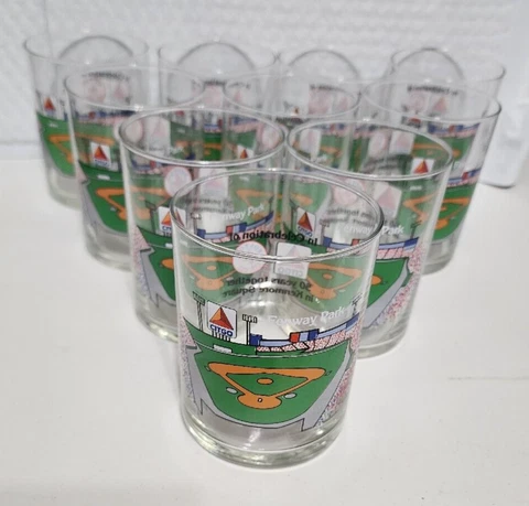 Lot of 10 Vintage 1980 Boston Red Sox Fenway Park Citgo Sign 50 Year 4” Glasses Cover