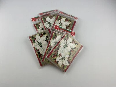 Lot Of 6 Poinsettia Elegance Christmas Holiday Party Invitations - Image 1 of 4