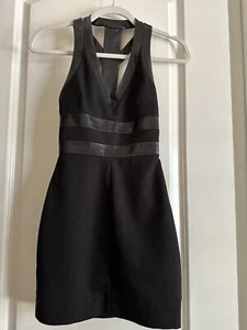 Vintage Bebe Dress. Black With Leather Trim. Size 00 - Picture 1 of 11