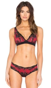 Cosabella Italia Bralette Women's S Red Black Lace Classie Triangle NWT - Picture 1 of 6