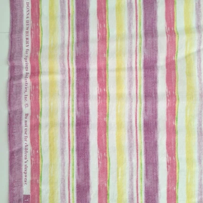 Donna Dewberry Springs 3682 Purple Pink Stripes Light Cotton Fabric 1.9YD WASHED - Image 1 of 4