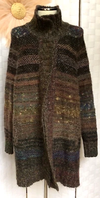 FREE PEOPLE Wool Cardigan Snap Closure Oversized Multicolor Sweater Size S/P FXG - Image 1 of 4