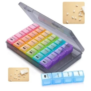 SUKUOS Tablettenbox 7 Tage Klein Pillendose 7 Tage 4 Fächer Deutsch Medikamente