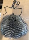 Chico?S Opa Gray Faux Fur Mini Bag With Crossbody Or Shoulder Chain 7? Purse