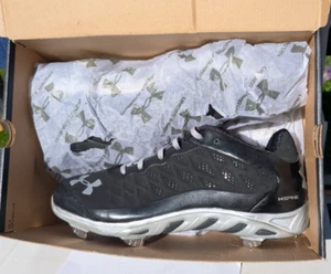 NIB Under Armour UA Spine METAL MLB AUTHENTIC Baseball Cleat Black / Silver M 12 - Picture 1 of 11
