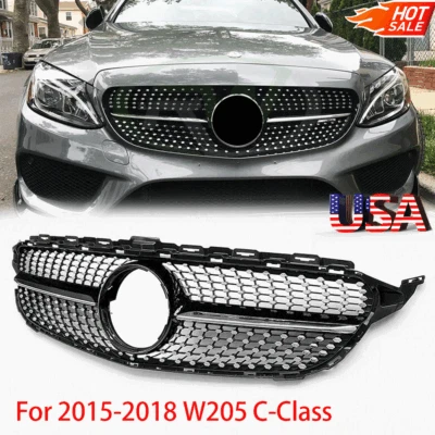 Front Bumper Grill Grille For Mercedes Benz 2015-2018 W205 C250 C180 C200 C300 - Image 1 of 4