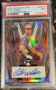 2024 Leaf Metal PBA #BAPW1 Pete Weber Autograph Fire #rd 1/1 PSA 9 Mint Card - Picture 1 of 2