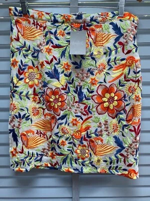 Saia bordada Yoana Baraschi Reino Unido 14 pássaros florais lápis Anthropologie £148 - Imagem 1 de 4