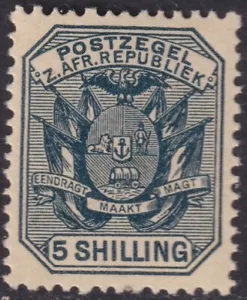 TRANSVAAL (REP de SO ÁFRICA) Sc # 160 MNH 5 SH AZUL PIZARRA ALTA VAL - ABRIGO DE BRAZOS - Imagen 1 de 1
