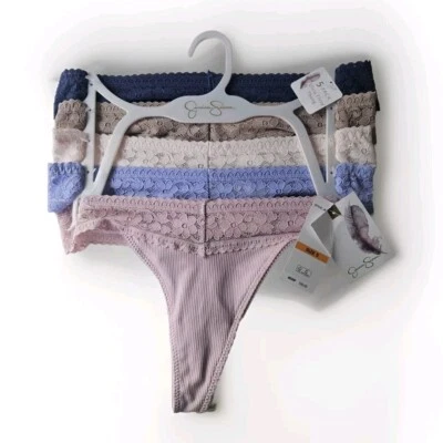 Jessica Simpson Tanga Bragas Para Mujer Talla Pequeña Ultra Coqueta Encaje Paquete de 5 Sólidos Foto 1 de 4