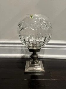 Vintage Clear Waterford Crystal +Silver Base Candle Holder Foil Sticker 10" Tall - Picture 1 of 11