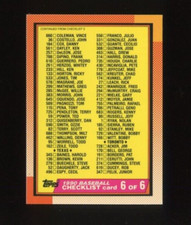 1990 TOPPS TIFFANY CHECKLIST 6 OF 6 #783 TEXAS RANGERS NOLAN RYAN