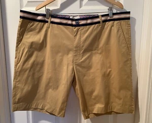 Con.struct Mens Wearhouse Chino Stretch Shorts Brushed Tan Blue Trim 42 NWT - Picture 1 of 11