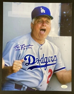 Tom Tommy Lasorda Signed Photo 11x14 Dodgers HOF Celebrating Autograph JSA - Image 1 of 3