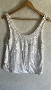 Mink Pink White Sequin Swing Top Tank Size Small S Sleeveless Round Neck - Picture 1 of 5