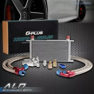 New Universal 19 Row 10AN Aluminum Engine Oil Cooler + Filter Sandwich Adapter - Picture 1 of 9