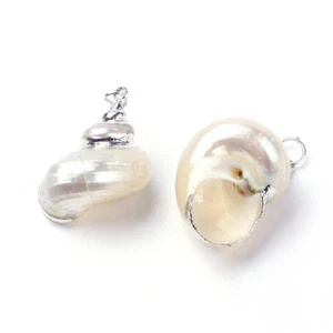 20pcs Electroplate Spiral Conch Shell Pendants Platinum Enlaced Charms 24~31mm - Picture 1 of 2