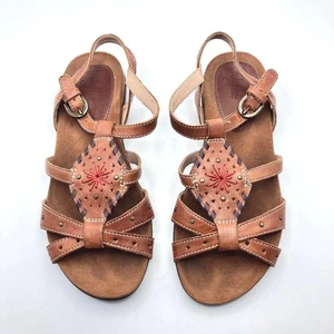 Marks Spencer M&S Footglove Tan Leather Strappy Sandals UK 4 EU 37 - Picture 1 of 7