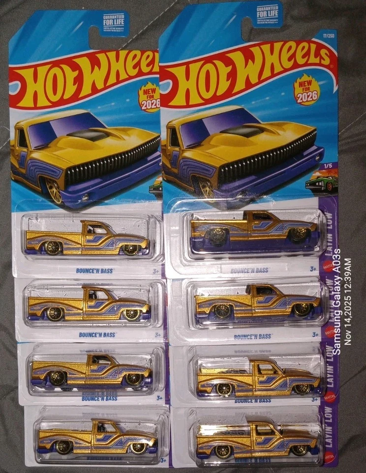 2026 Hot Wheels BOUNCE'N BASS Gold - Lot of 8 - Image 1 of 1