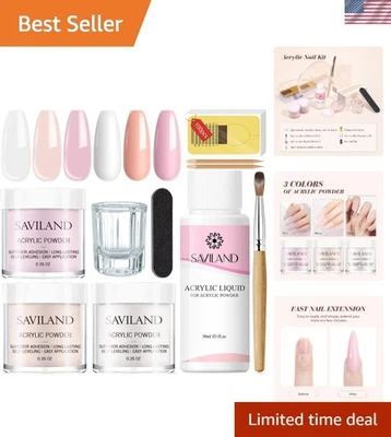 Complete Acrylic Nail Set: Pink & Nude Powder with Essential Tools for Beginners - Imagem 1 de 4