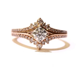 GIA 14K rose gold .88CT SI2 I diamond round engagement ring 5.2g estate size 10 - Picture 1 of 9