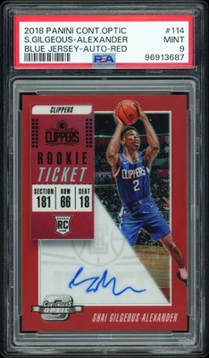 Shai Gilgeous-Alexander 2018-19 Contenders Optic #114 Red Rookie Auto /149 PSA 9 - Image 1 of 2