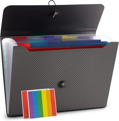 Expanding File Folder, File Organizer,13 Pockets, Grey, File Organizer Accordion - Image 1 of 4