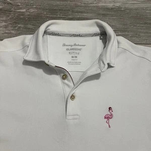 Tommy Bahama Poloshirt Herren M Island Zone weiß Supima Flamingo Santa Weihnachten - Bild 1 von 7