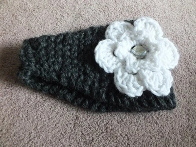 手工针织头带手工花朵贴花 16x5 英寸未拉伸 很好 — 第 1/2 张图片