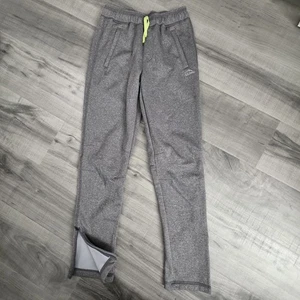 LL Bean Pants Boys 16 Gray Fleece Lined Athletic Jogger Drawstring Zip Leg - Picture 1 of 9