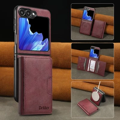 Magnetic Case For Samsung Galaxy Z Flip7 6 5 4 3 Detachable Leather Wallet Cover - Image 1 of 4