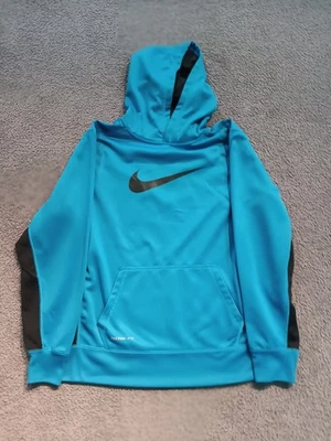 Nike Therma-Fit Hoodie Youth XL (18-20) Blue/Black Swoosh Fleece Pullover Kangar - Image 1 of 4
