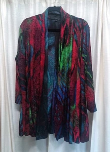 Calessa Damen Gr. L drapiert Samt Ausbrenner vorne offen Boho Style Strickjacke - Bild 1 von 6