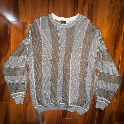 Vintage Neiman Marcus 3D Textured Knit Sweater Coogi Style USA Made L Cosby - Image 1 of 4