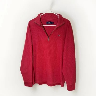 Chaqueta Vineyard Vines Cuarto Cremallera Roja/Coral Mediana Algodón Capas Informales Foto 1 de 4