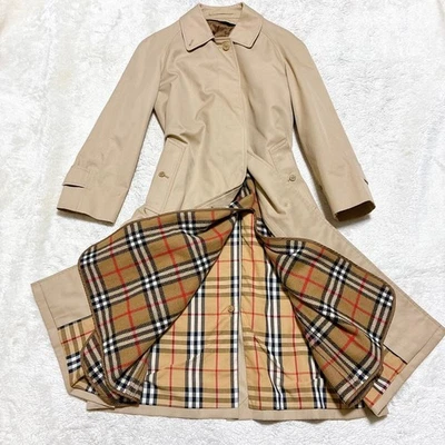 Burberry Vintage Trench Coat Nova Check Liner Beige Women's Size L Made In Japan - Image 1 of 4