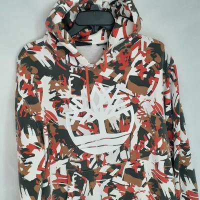 Men s Timberland Hooded Sweatshirt Multicolor Wild Camo with Large Logo Size XL - Image 1 of 4