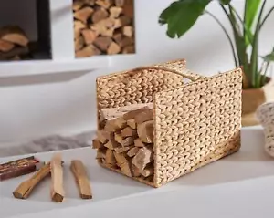 Kaminholz Korb aus Wasserhyazinthe, Feuer Brenn Kamin Holz Trage Korb Kiste Box - Bild 1 von 4