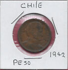 CHILE 1 PESO 1942 PORTRÄT VON BERNARDO O'HIGGINS (1778-1842) FÜHRER CHILES