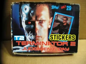 1991 Topps Terminator 2 Judgement Day Vintage Sticker Box 48 packs T-2 Box Worn - Picture 1 of 3