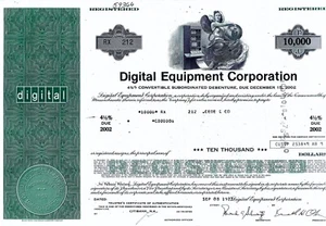 DEC Digital Equipment Corporation 1977, 4 1/2% Debenture due 2002 (10.000$) - Picture 1 of 1